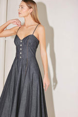 AFTER HOURS SERENADE DENIM MIDI DRESS - Flying Tomato - Flyclothing LLC