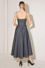 AFTER HOURS SERENADE DENIM MIDI DRESS - Flying Tomato - Flyclothing LLC