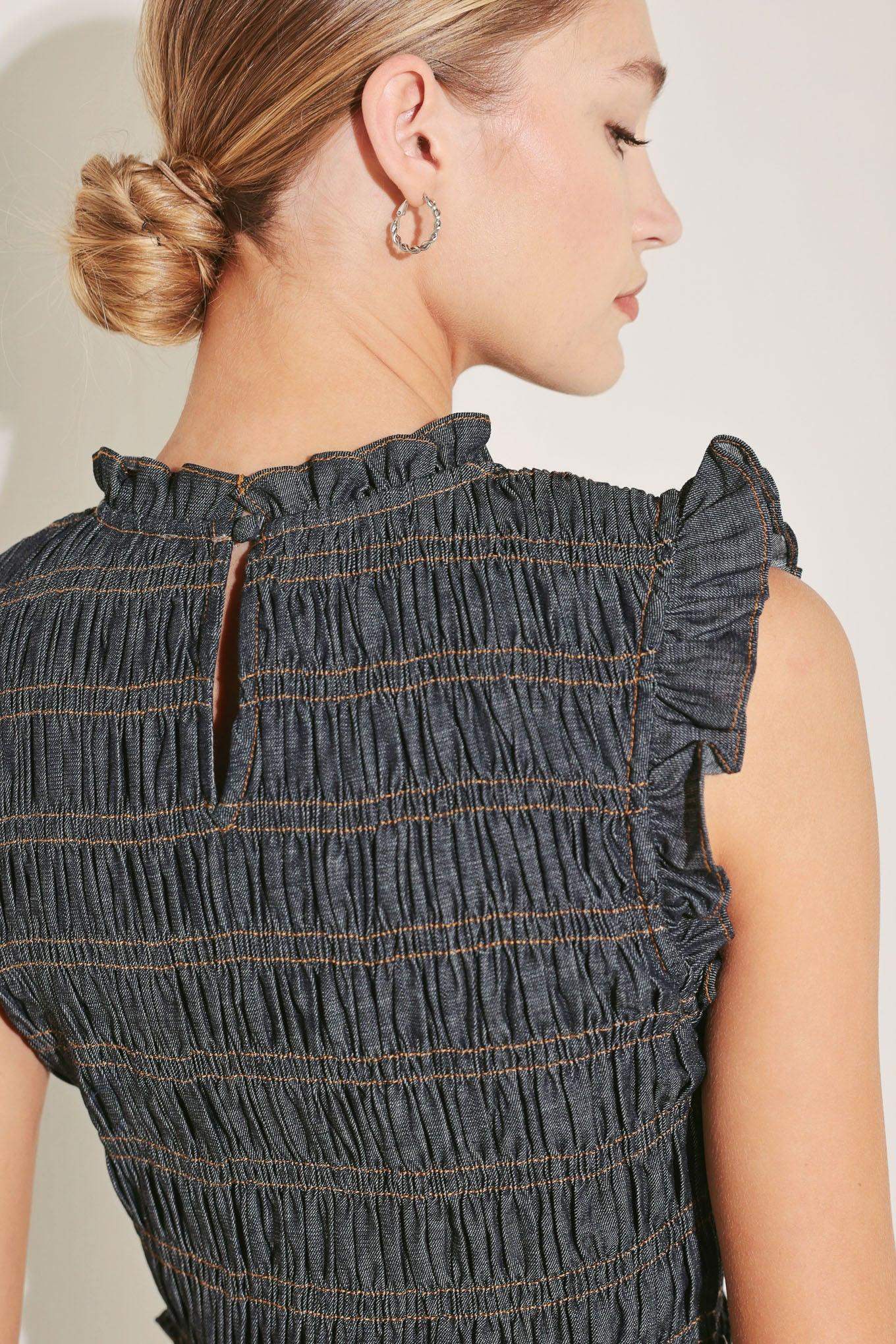 ROMANTIC REVERIE DENIM MIDI DRESS - Flying Tomato - Flyclothing LLC