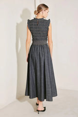 ROMANTIC REVERIE DENIM MIDI DRESS - Flying Tomato - Flyclothing LLC
