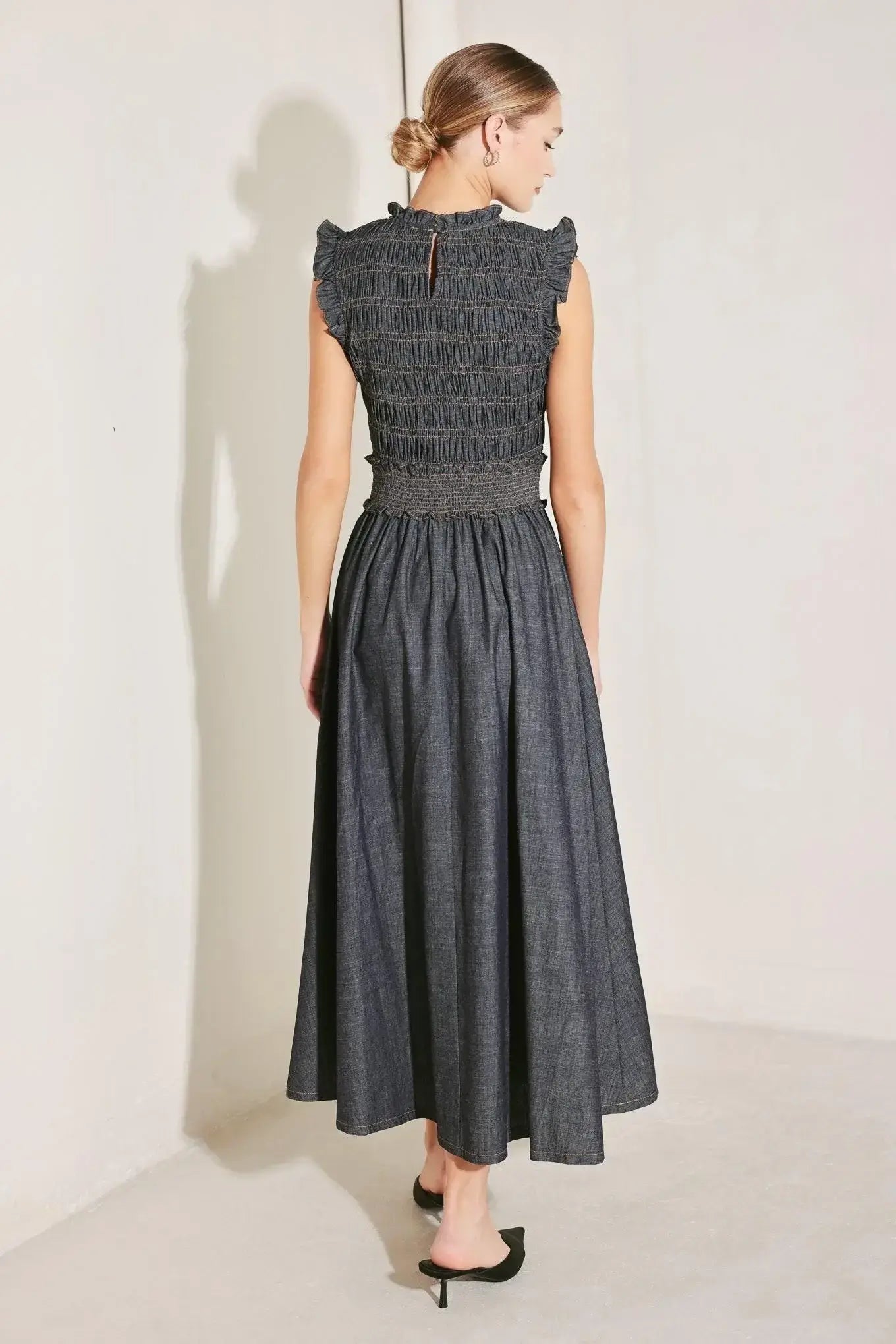 ROMANTIC REVERIE DENIM MIDI DRESS - Flying Tomato - Flyclothing LLC