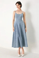 CLOUD NINETTE DENIM MIDI DRESS - Flying Tomato - Flyclothing LLC