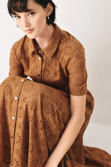 TIMELESS LOVE WOVEN EYELET MIDI DRESS - Flying Tomato - Flyclothing LLC