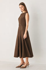 HAZELNUT BALLET WOVEN MIDI DRESS
