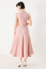 CALM AFTERGLOW BLUSH WOVEN MIDI DRESS - Flying Tomato - Flyclothing LLC
