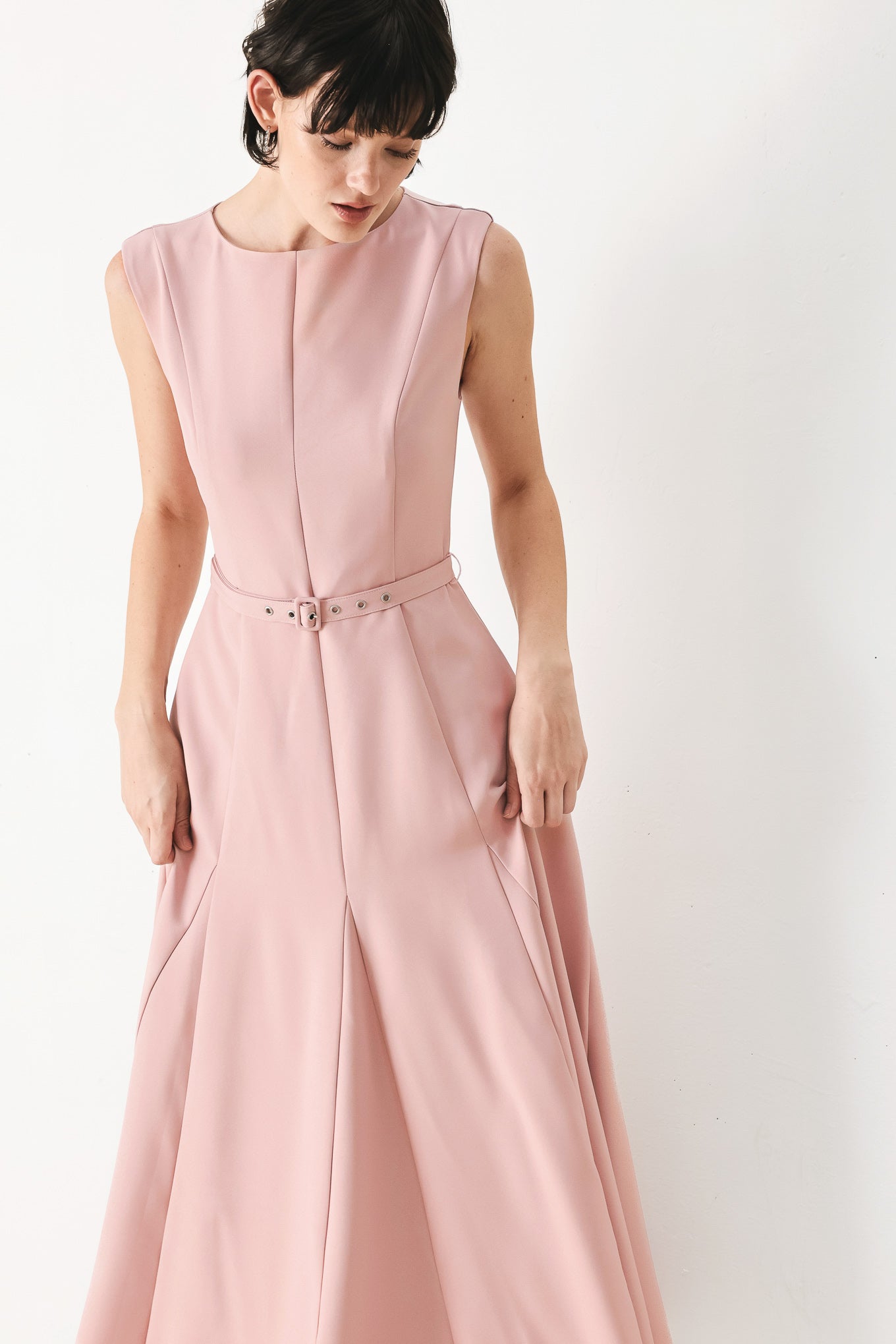 CALM AFTERGLOW BLUSH WOVEN MIDI DRESS - Flying Tomato - Flyclothing LLC