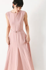 CALM AFTERGLOW BLUSH WOVEN MIDI DRESS - Flying Tomato - Flyclothing LLC