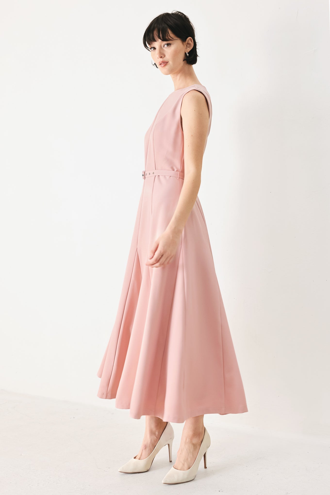 CALM AFTERGLOW BLUSH WOVEN MIDI DRESS - Flying Tomato - Flyclothing LLC