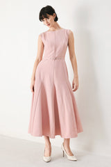 CALM AFTERGLOW BLUSH WOVEN MIDI DRESS - Flying Tomato - Flyclothing LLC
