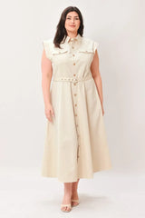 NEUTRAL COMMAND WOVEN SHIRT DRESS - Flying Tomato - Flyclothing LLC