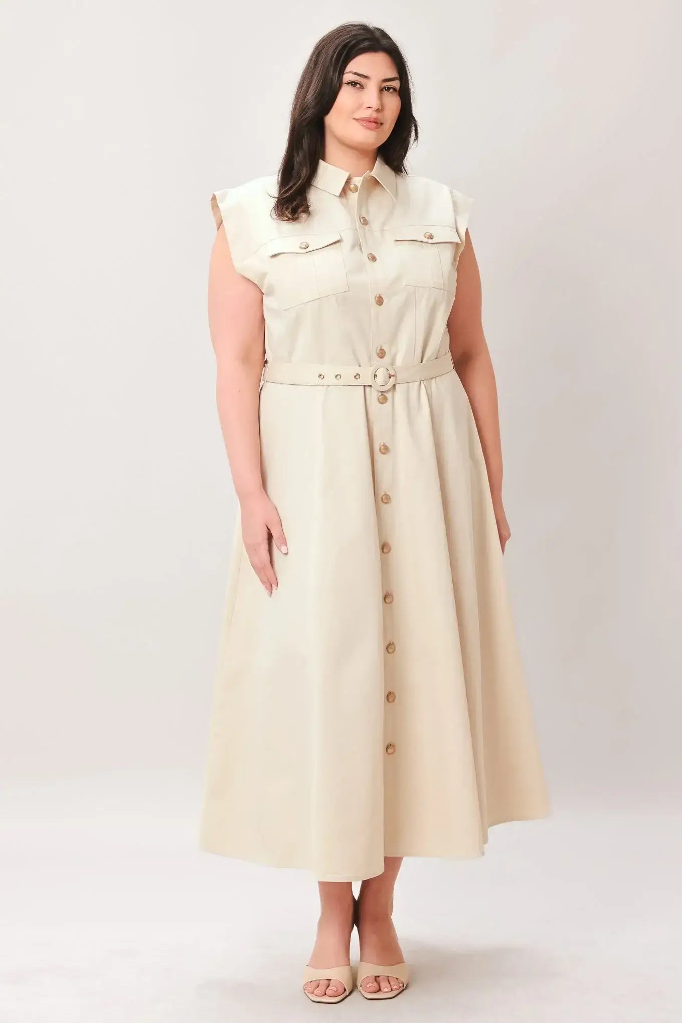 NEUTRAL COMMAND WOVEN SHIRT DRESS - Flying Tomato - Flyclothing LLC