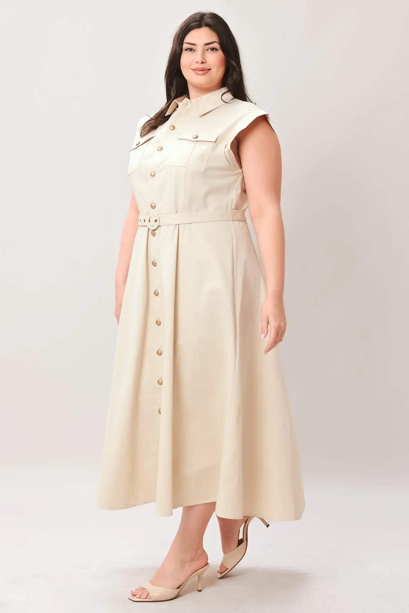 NEUTRAL COMMAND WOVEN SHIRT DRESS - Flying Tomato - Flyclothing LLC
