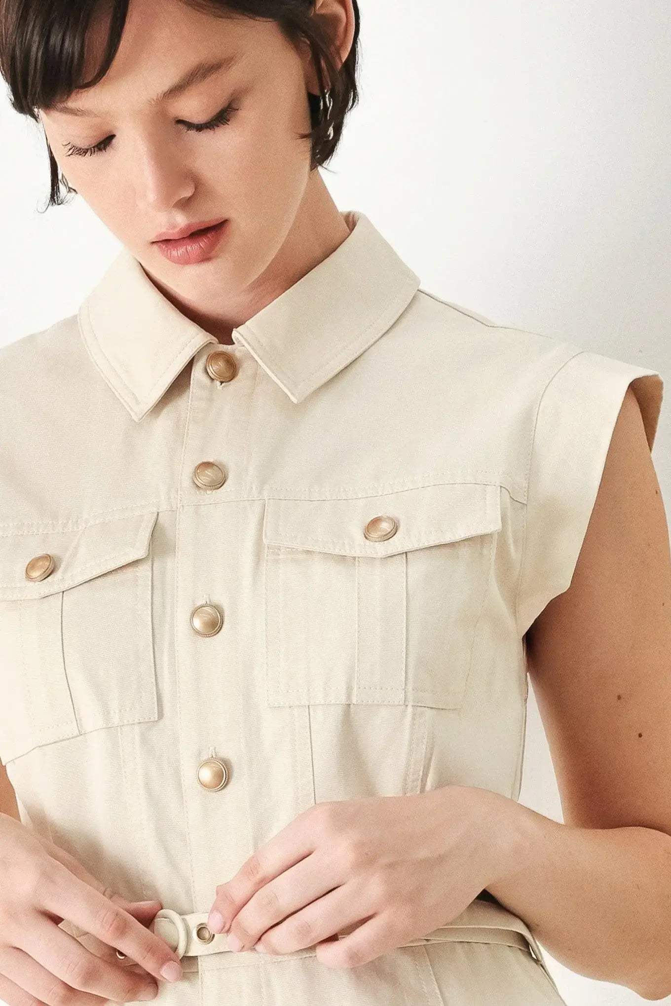 NEUTRAL COMMAND WOVEN SHIRT DRESS - Flying Tomato - Flyclothing LLC