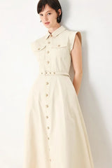 NEUTRAL COMMAND WOVEN SHIRT DRESS - Flying Tomato - Flyclothing LLC