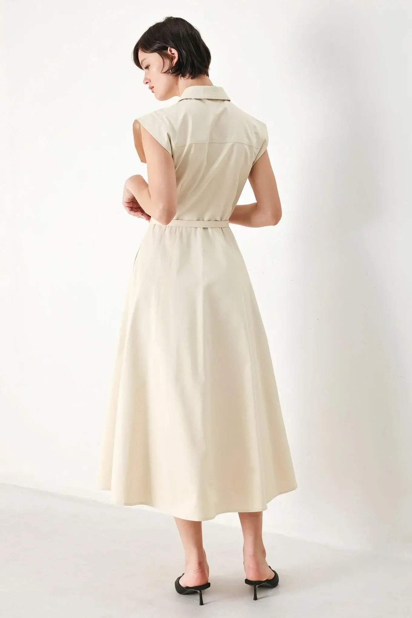 NEUTRAL COMMAND WOVEN SHIRT DRESS - Flying Tomato - Flyclothing LLC