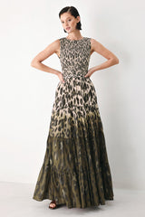 GOLDEN SAFARI RHAPSODY WOVEN MAXI DRESS