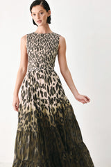 GOLDEN SAFARI RHAPSODY WOVEN MAXI DRESS