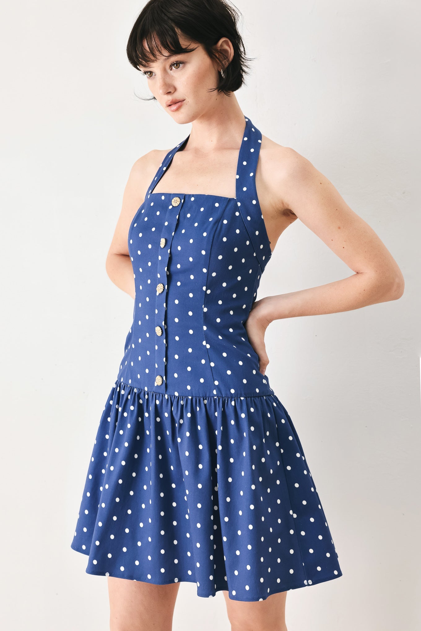 DOTS & DREAMS WOVEN MINI DRESS - Flying Tomato - Flyclothing LLC