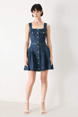 BABY BLUE LOVE DENIM MINI DRESS - Flying Tomato - Flyclothing LLC