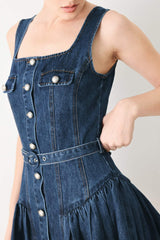 BABY BLUE LOVE DENIM MINI DRESS - Flying Tomato - Flyclothing LLC