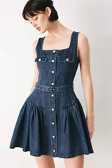 BABY BLUE LOVE DENIM MINI DRESS - Flying Tomato - Flyclothing LLC