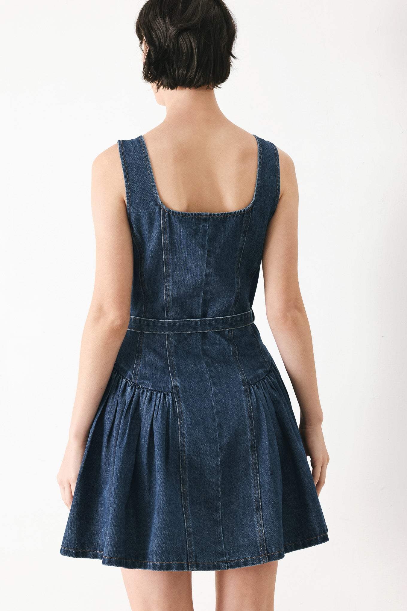 BABY BLUE LOVE DENIM MINI DRESS - Flying Tomato - Flyclothing LLC