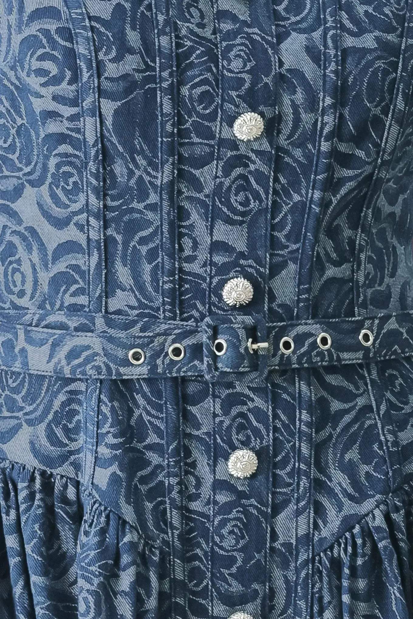 MIDNIGHT GARDEN DENIM MIDI DRESS - Flying Tomato - Flyclothing LLC