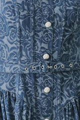 MIDNIGHT GARDEN DENIM MIDI DRESS - Flying Tomato - Flyclothing LLC