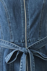 INDIGO SILHOUETTE DENIM MIDI DRESS - Flying Tomato - Flyclothing LLC