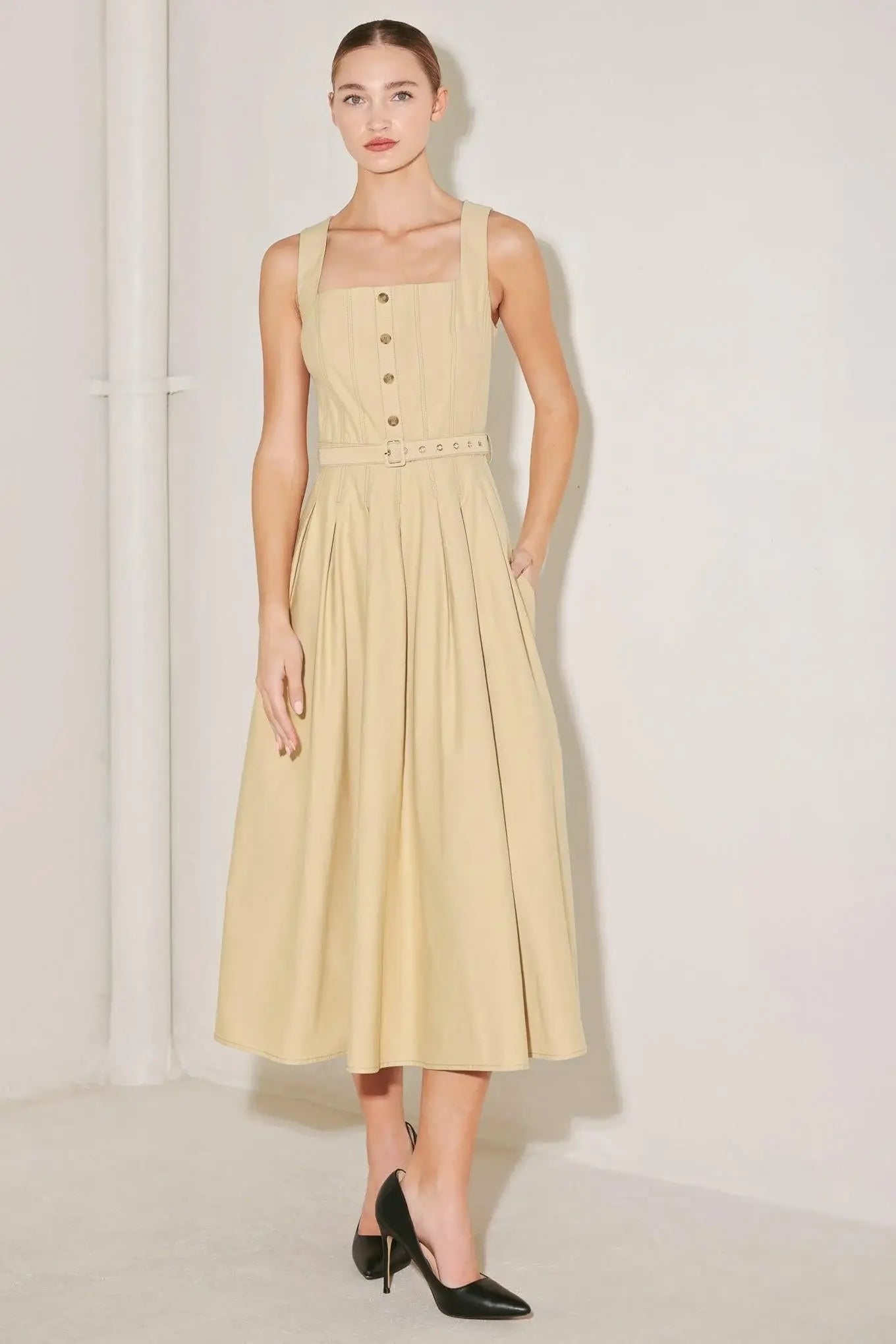 SAHARA GRACE WOVEN MIDI DRESS - Flying Tomato - Flyclothing LLC