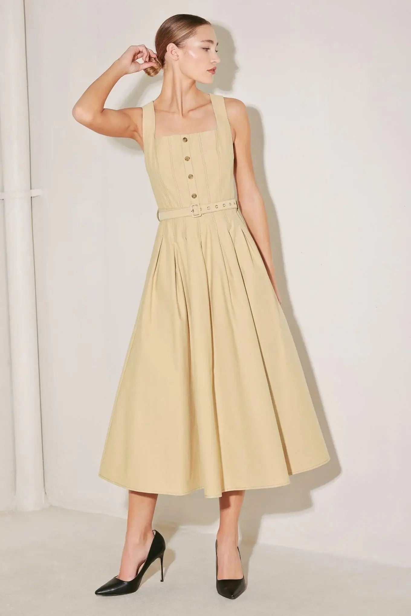 SAHARA GRACE WOVEN MIDI DRESS - Flying Tomato - Flyclothing LLC