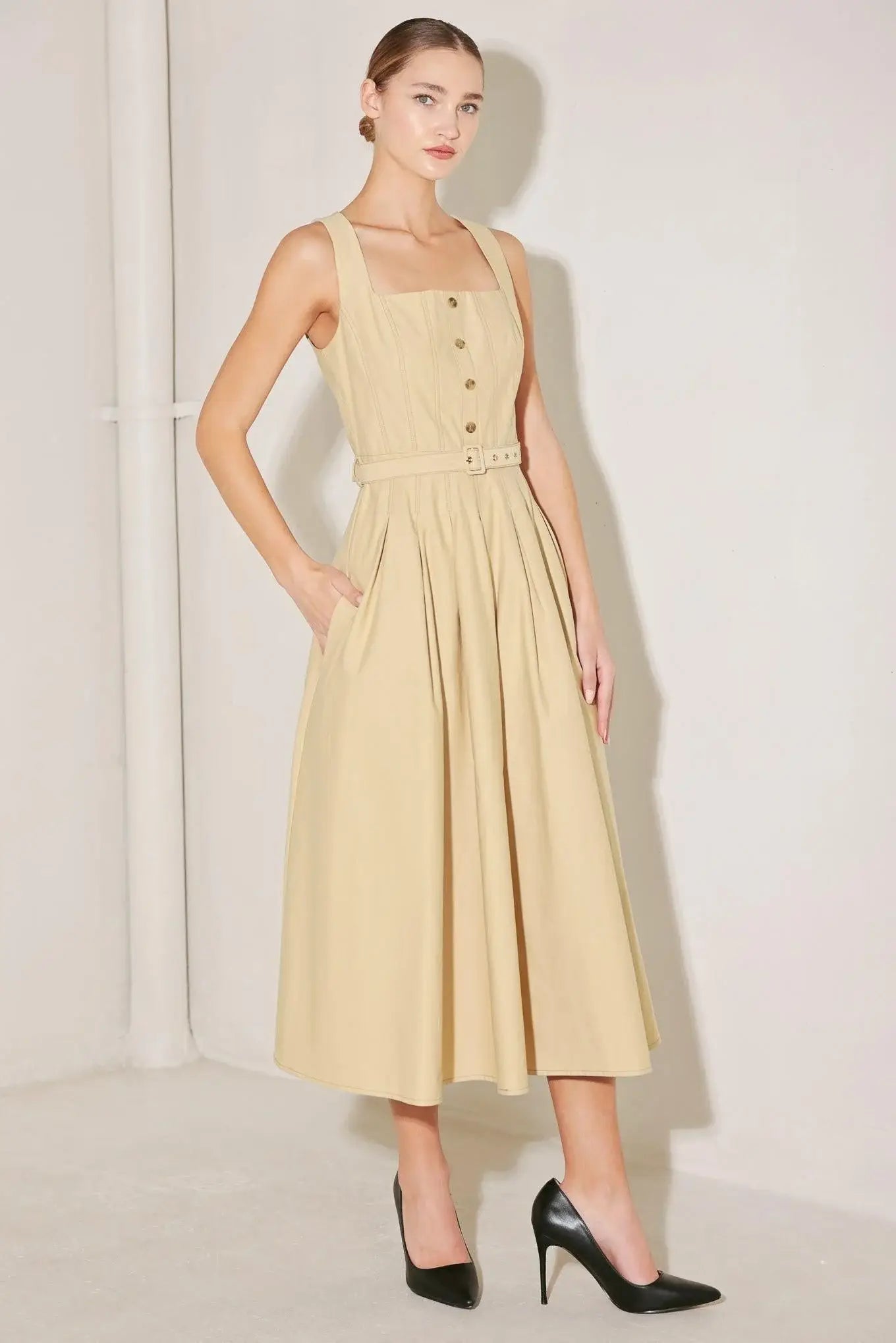 SAHARA GRACE WOVEN MIDI DRESS - Flying Tomato - Flyclothing LLC