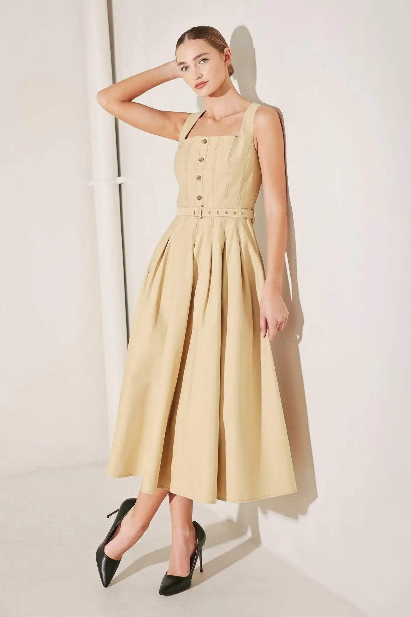 SAHARA GRACE WOVEN MIDI DRESS - Flying Tomato - Flyclothing LLC