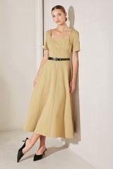 WARM STONE EDIT WOVEN MIDI DRESS