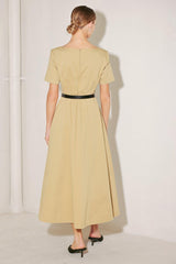 WARM STONE EDIT WOVEN MIDI DRESS
