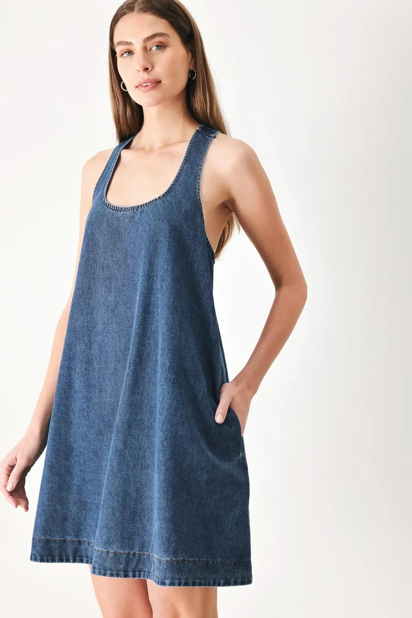 BLUE BREEZE DENIM MINI DRESS - Flying Tomato - Flyclothing LLC