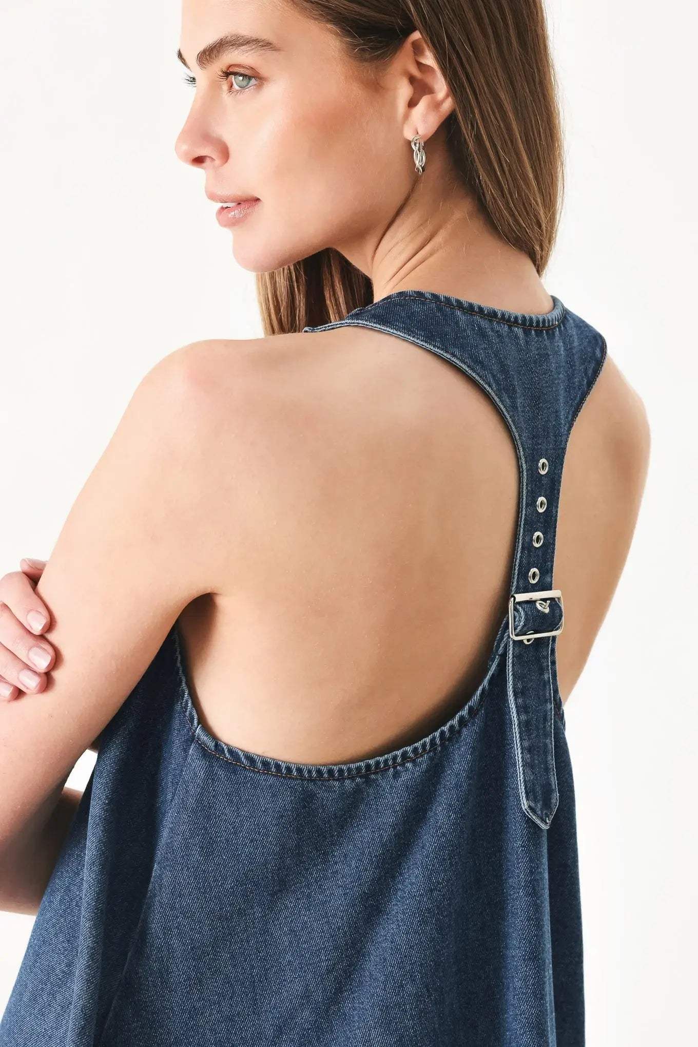 BLUE BREEZE DENIM MINI DRESS - Flying Tomato - Flyclothing LLC