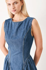 CONTEMPORARY GRACE DENIM MIDI DRESS - Flying Tomato - Flyclothing LLC