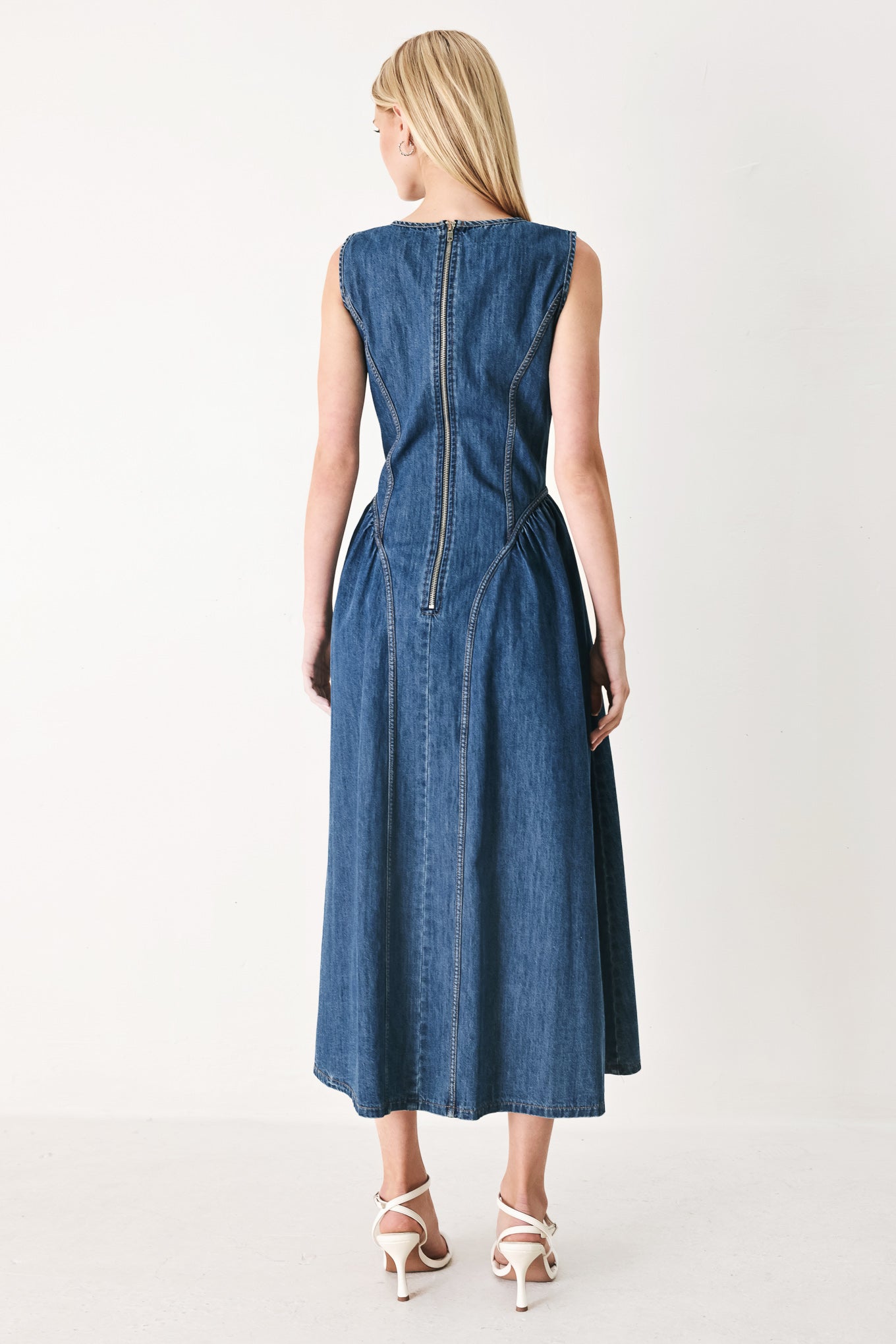 CONTEMPORARY GRACE DENIM MIDI DRESS - Flying Tomato - Flyclothing LLC
