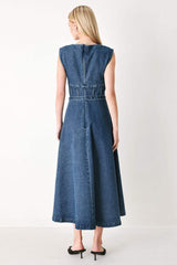 QUIET MUSE DENIM MIDI DRESS - Flying Tomato - Flyclothing LLC