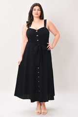 LOVELY NOIR WOVEN MIDI DRESS
