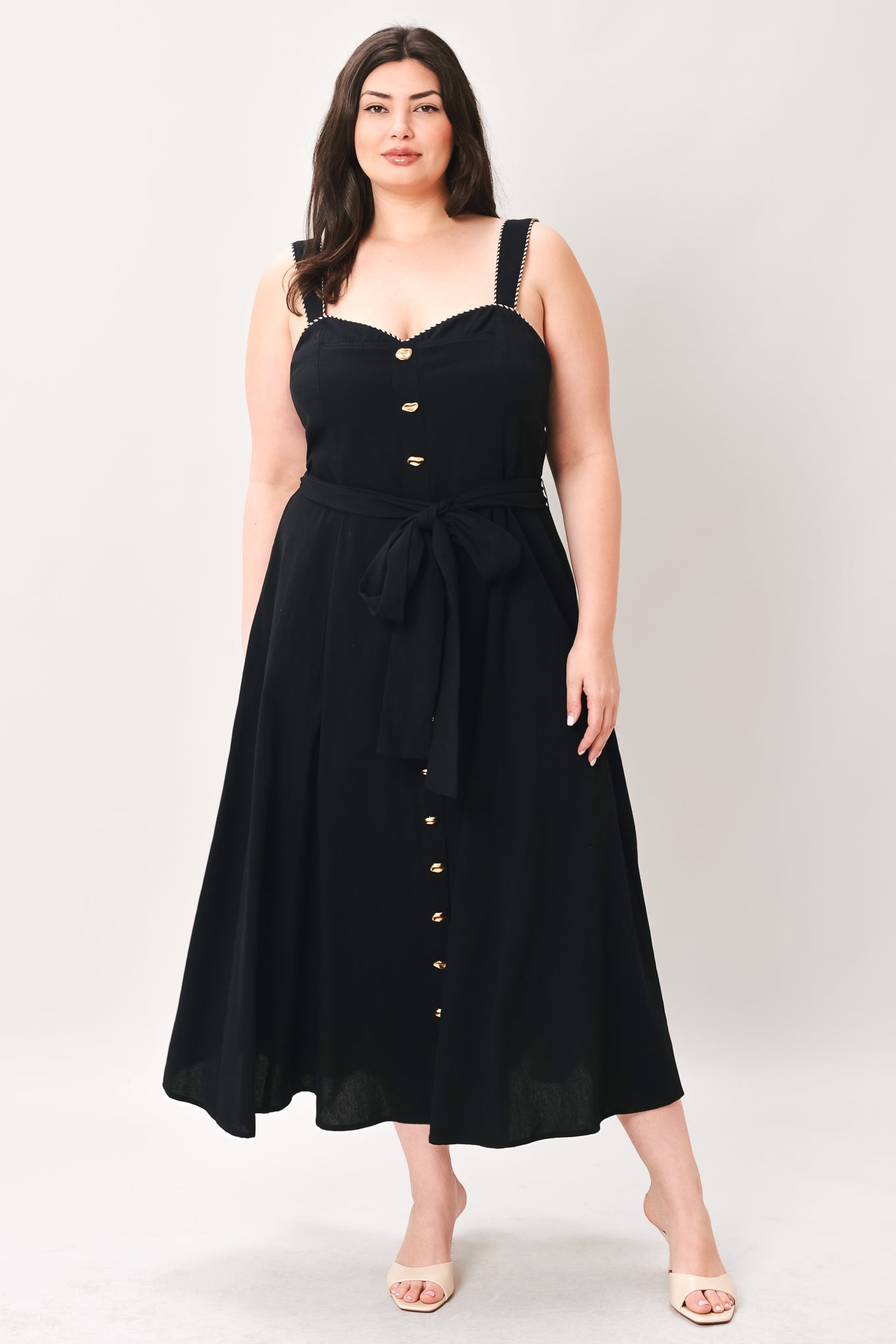 LOVELY NOIR WOVEN MIDI DRESS