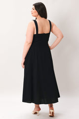 LOVELY NOIR WOVEN MIDI DRESS