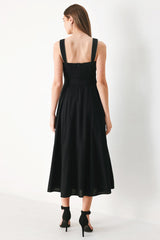LOVELY NOIR WOVEN MIDI DRESS