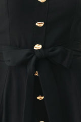 LOVELY NOIR WOVEN MIDI DRESS