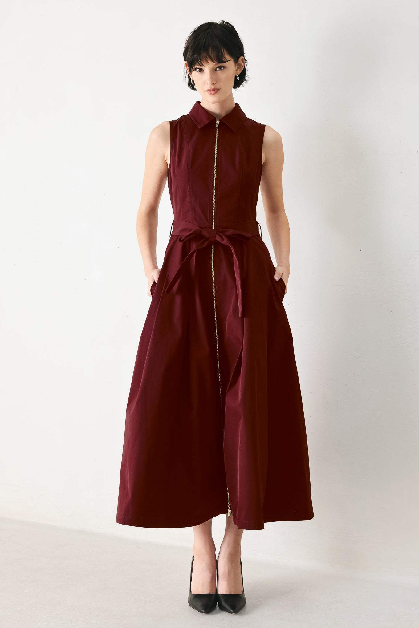 TIMELESS MOOD WOVEN MIDI DRESS - Flying Tomato - Flyclothing LLC