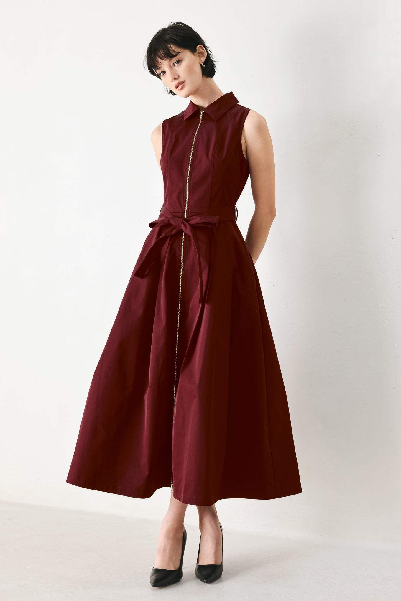 TIMELESS MOOD WOVEN MIDI DRESS - Flying Tomato - Flyclothing LLC