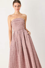 ROSETTE BANDEAU WOVEN MIDI DRESS