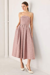 ROSETTE BANDEAU WOVEN MIDI DRESS