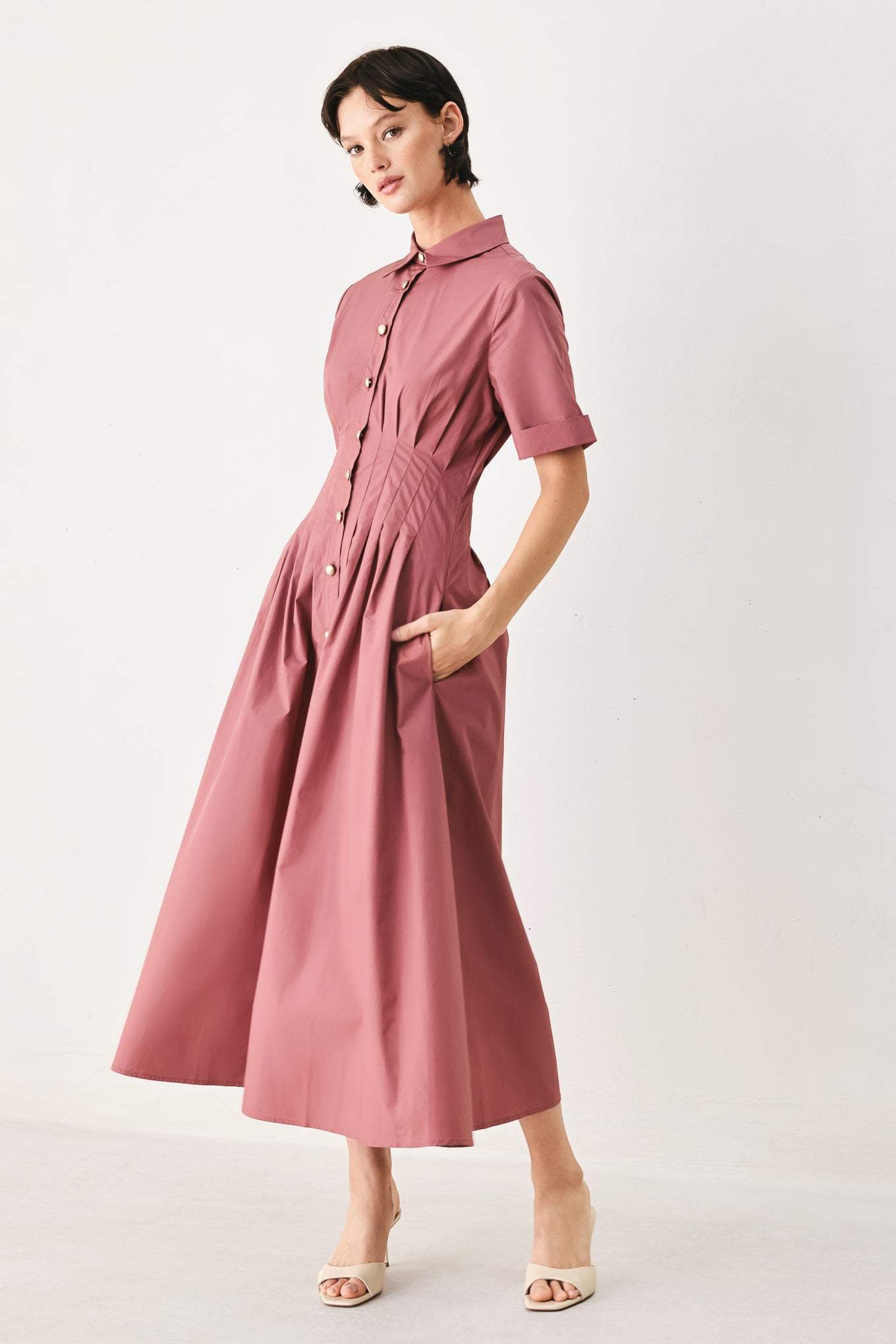 COUNTRYSIDE CHARM WOVEN MIDI DRESS - Flying Tomato - Flyclothing LLC